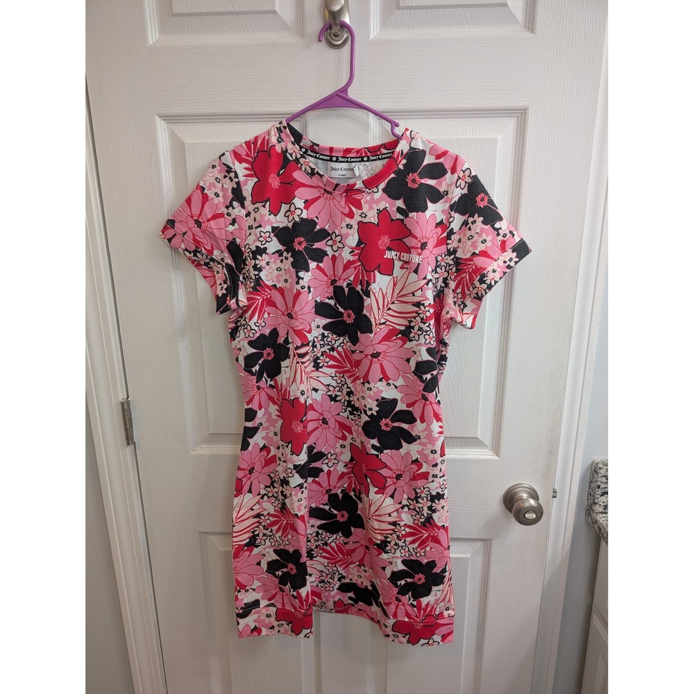 Juicy Couture‎ Pink Floral T-Shirt Dress Short Sleeve Mini - Size XL NWT